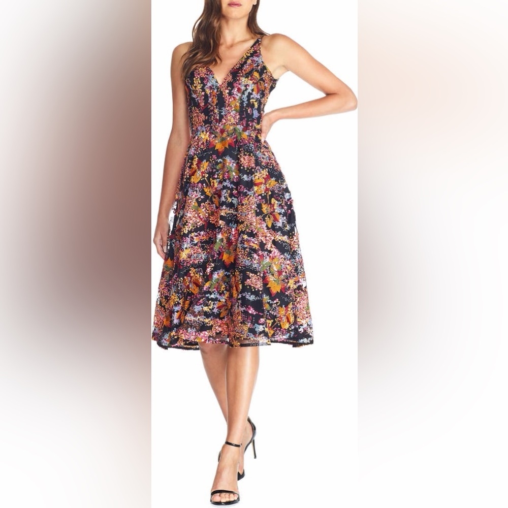 Dress the Population Elisa Sequin Embellished Embroidered Fit & Flare Dress